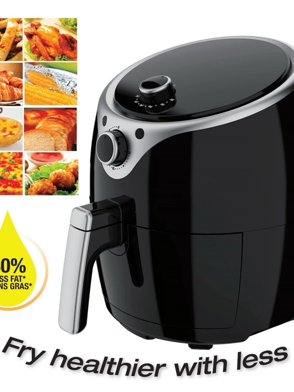 Massimo Black Electric Air Fryer with Dial Controls